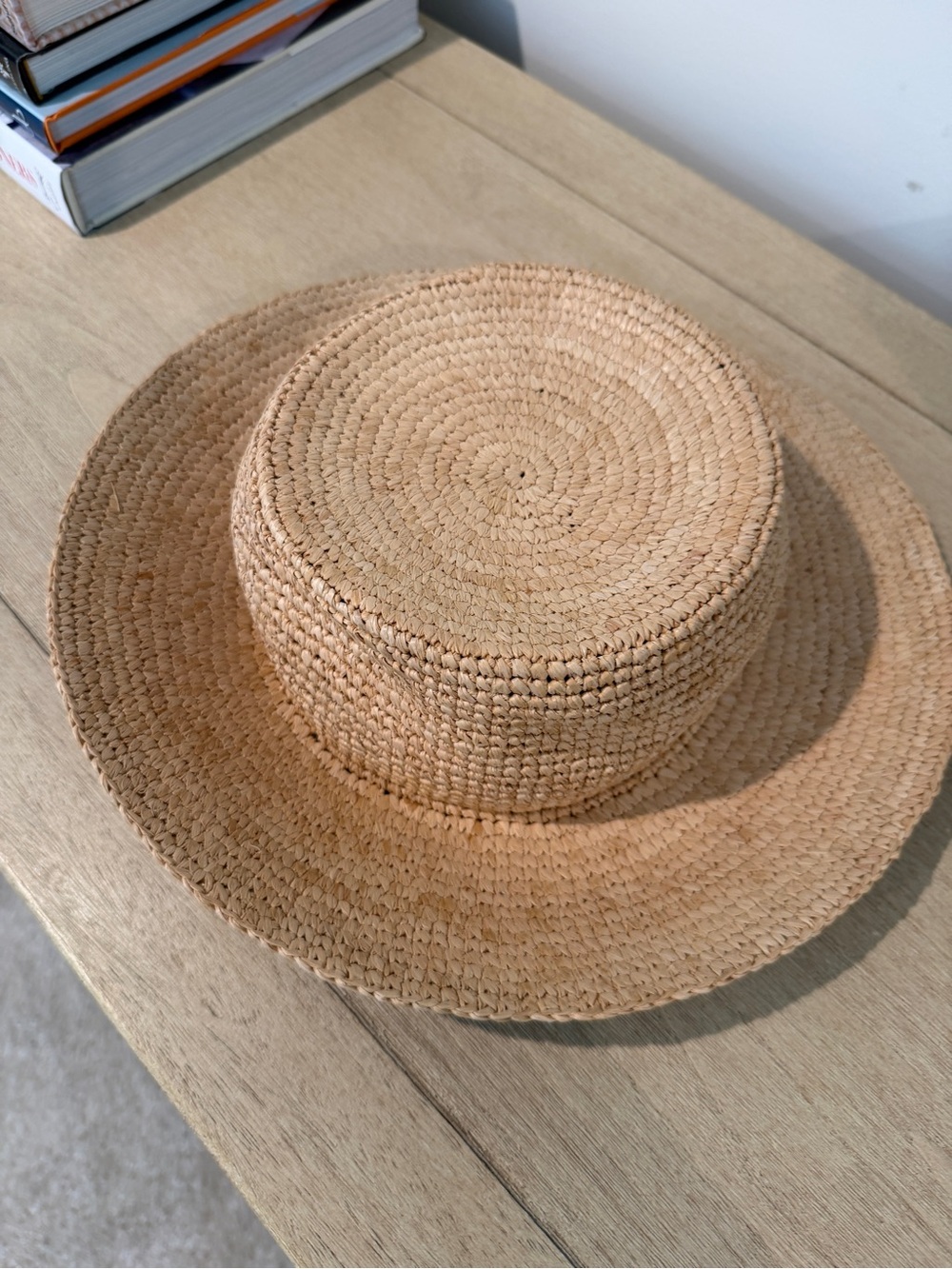 J.Crew Raffia Straw Boater Hat - Natural Beige